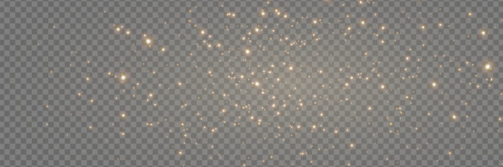 Naklejka premium Gold glitter light banner. Magic dust background. Luxury party. Star particle bg. Christmas Holiday golden confetti. Fairy bulb. Glow shine bokeh. Winter Celebration frame. Vector illustration