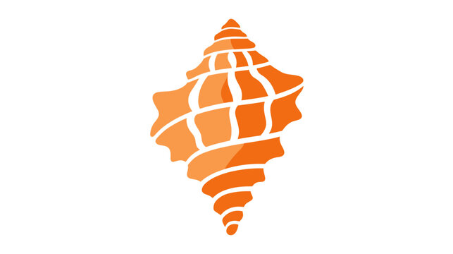 A stylized orange conch shell design, set against a plain white background. Simple and elegant