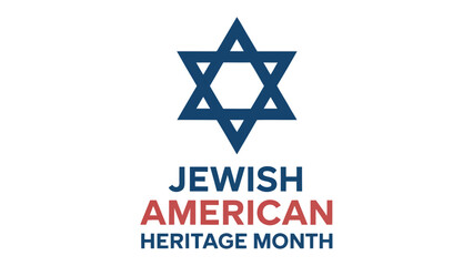 Jewish American Heritage Month typography with Star of David symbol, minimal cultural celebration design honoring Jewish identity, history, tradition and contributions in the United States  © VectorCraze