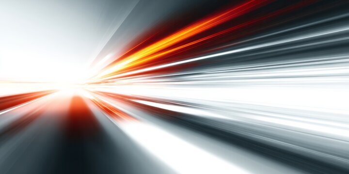 Streaks of light accelerate into a vanishing point on a dark background.