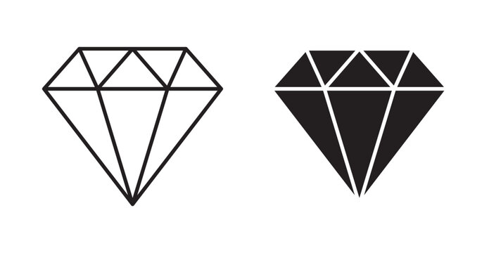 Diamond icon. Vector illustration isolated on white.
