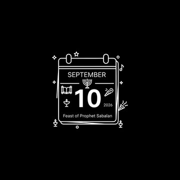 Faast of prophet sabalan calendar icon september 10 isolated on white background