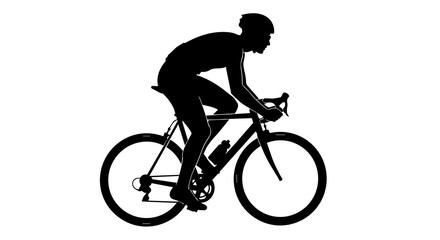 Fototapeta premium Cyclist silhouette on racing bicycle, isolated on transparent background