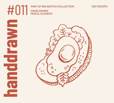 Sandwich sketch icon. Breakfast and brunch bread with egg illustration. Vector sandwich. Doodle italian food. Toast, cheese, lettuce leaf . Healthy breakfast, lunch, brunch, snack bg. Focaccia, panini