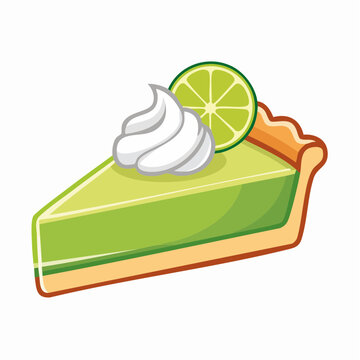 Slice of Key Lime Pie with Whipped Cream and Lime Slice
