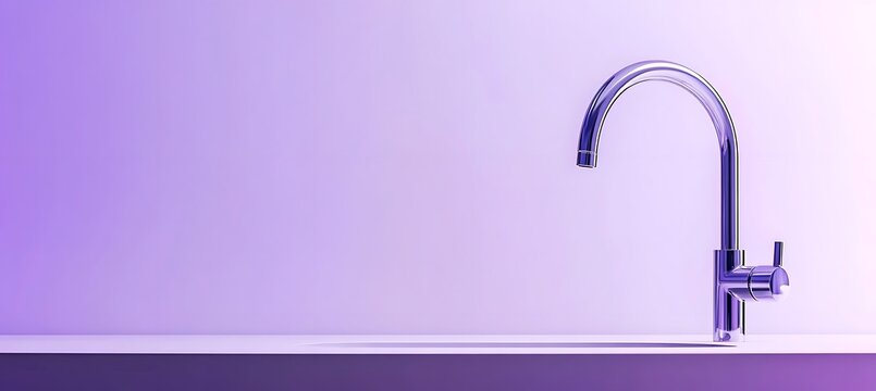 stylish touchless kitchen faucet on purple background