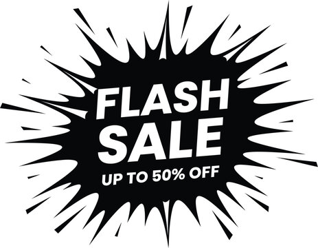 Black flash sale banner with white text