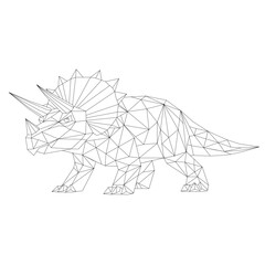 Geometric triceratops low poly vector in minimalist style. Clean polygon dinosaur with horns and flat design. Suitable for branding, icons, posters and modern design projects © Julia