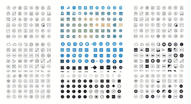 Collection of minimalist UI UX vector icons for graphic design