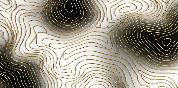 A pattern of abstract marble waves featuring layers and gold highlights