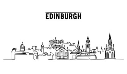 Fototapeta premium Edinburgh one line skyline vector with bold uppercase typography modern abstract cityscape design