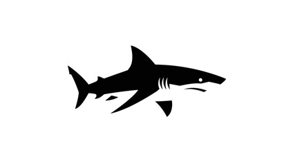 Fototapeta premium Black Silhouette of a Shark on White Background - Vector Art