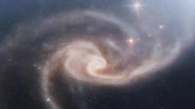 Cloud strands forming circular patterns shimmering micro stars scattered softly cosmic cinematic ambience