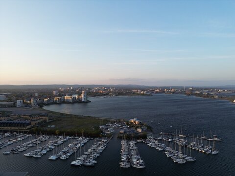 48MP Aerial Shot of Penarth Marina and the River Ely, Cardiff, Wales
