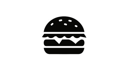 Fototapeta premium A black and white illustrative depiction of a hamburger, showing layers and toppings in a simple style