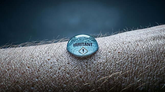 Irritant Liquid Drop on Human Skin Chemical Hazard Symbol.