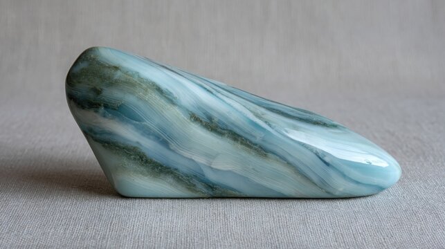 Polished slice of blue lace agate showcasing intricate natural patterns and textures
