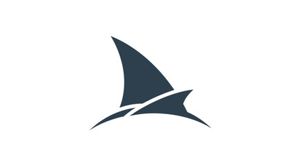 Fototapeta premium Abstract Blue Shark Fin Silhouette on White Background