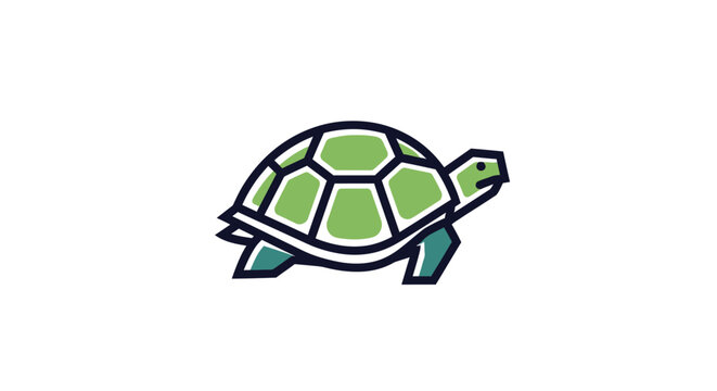 Stylized Green Turtle Icon on White Background