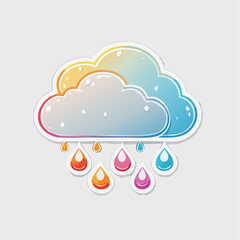 Obraz premium Cartoon Cloud Raining Colorful Drops