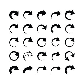 Arrow icon set for navigation and direction on white background