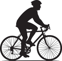 Obraz premium Silhouette of a cyclist wearing a helmet and riding a bicycle with road bike
