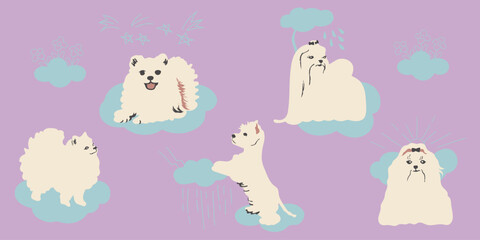 Fototapeta premium A cute and charming illustration of adorable dogs, featuring playful expressions and soft, friendly details. Perfect for pet lovers, children’s content, or cheerful designs.