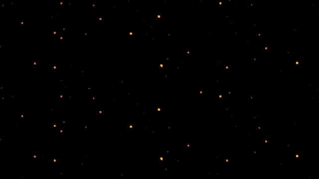 Abstract loop animation small flickering glow gold bokeh bubble particles flying on black background for screen project overlay. 4K 3D seamless looping orange red gold bokeh particles dust fly in the 
