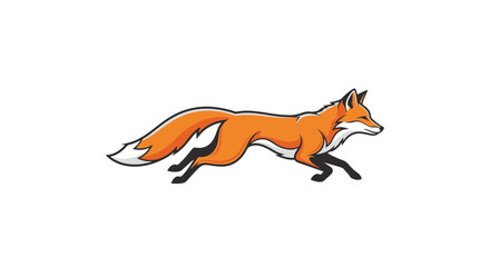 Obraz premium Running fox illustration, cartoon style, isolated on white background