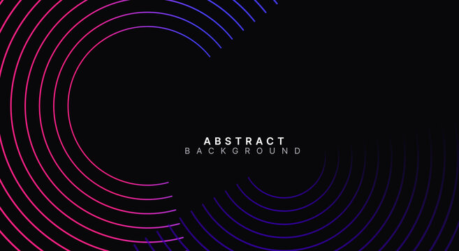 Pink and purple concentric circles pattern - thin bright glowing wireframe lines, minimal elegant dark mood - background for premium tech web banner - vector texture, abstract wallpaper.