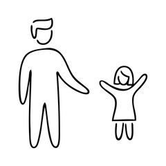 Dibujo minimalista con líneas de una conmovedora representación de una hija levantando los brazos alegre al ver a su padre  © teracreonte