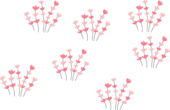 Set of flowers and plants. Beutiful nature vector illustration on white background