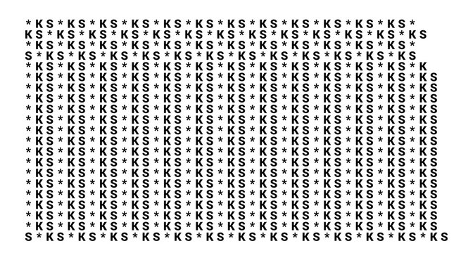 Typographic Map of the State Kansas (USA) with a pattern of capital letters that only show the postal code of the state