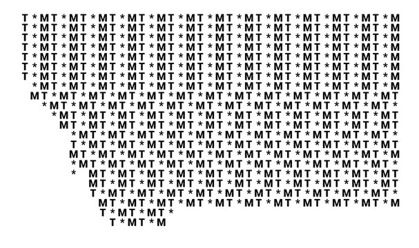 Typographic Map of the State Montana (USA) with a pattern of capital letters that only show the postal code of the state