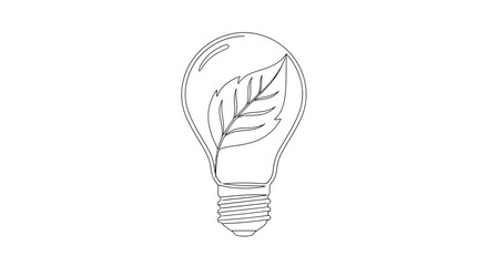 Naklejka premium Eco-friendly light bulb with leaf inside, symbolizing green energy and innovation