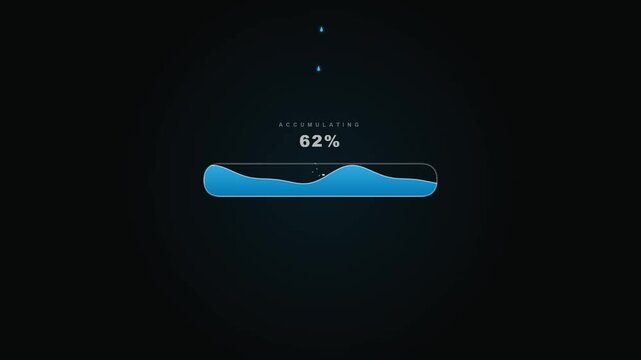Creative water drop progress bar animation with smooth liquid motion. Fluid loading indicator with realistic droplet effect, perfect for UI/UX design, app interfaces, technology presentations, and mod