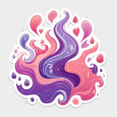 Fototapeta premium Abstract Swirls of Pink and Purple Liquid with Hearts