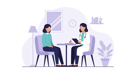 Naklejka premium Doctor consulting patient in clinic office, medical examination and healthcare concept