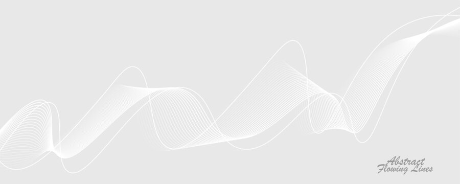 Abstract smooth flowing white lines forming soft wave patterns on light gray background, technology inspired, calm and balanced composition. Eps10