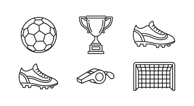 Soccer Football Sports Equipment Icons.
