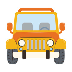 Orange Off-Road SUV  Front View — Cute Flat Vector Illustration on White Background © Elena
