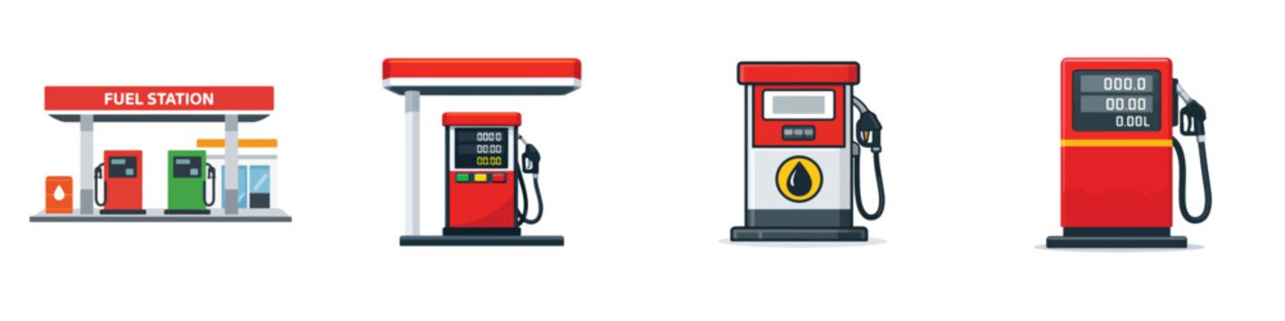 Gasoline fuel station vector. Vector, illustration, minimalist, icon, icon set