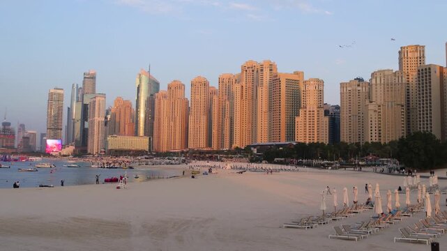 Dubai Marina Skyline and JBR Jumeirah Beach Residence View, Dubai, UAE