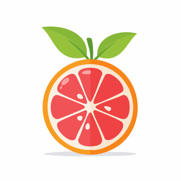 Stylized illustration of a grapefruit slice with leaves
