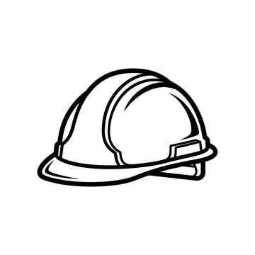 Black line art hard hat helmet
