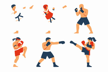 Fototapeta premium Martial arts athletes practicing diverse techniques and styles