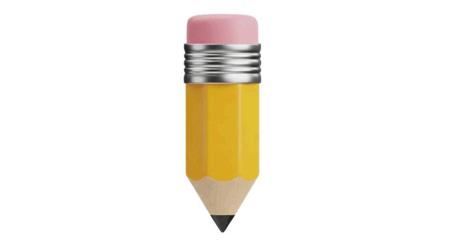 Vector illustration&nbsp;of short yellow pencil with pink eraser on a transparent background
