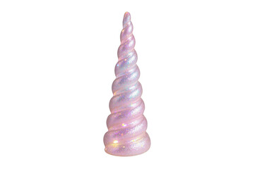 Naklejka premium Pink glitter unicorn horn with spiral shape