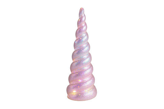 Pink glitter unicorn horn with spiral shape