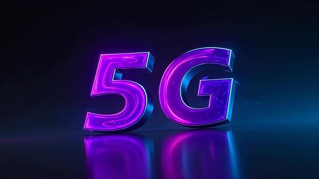 glowing 5g logo with purple-blue gradient